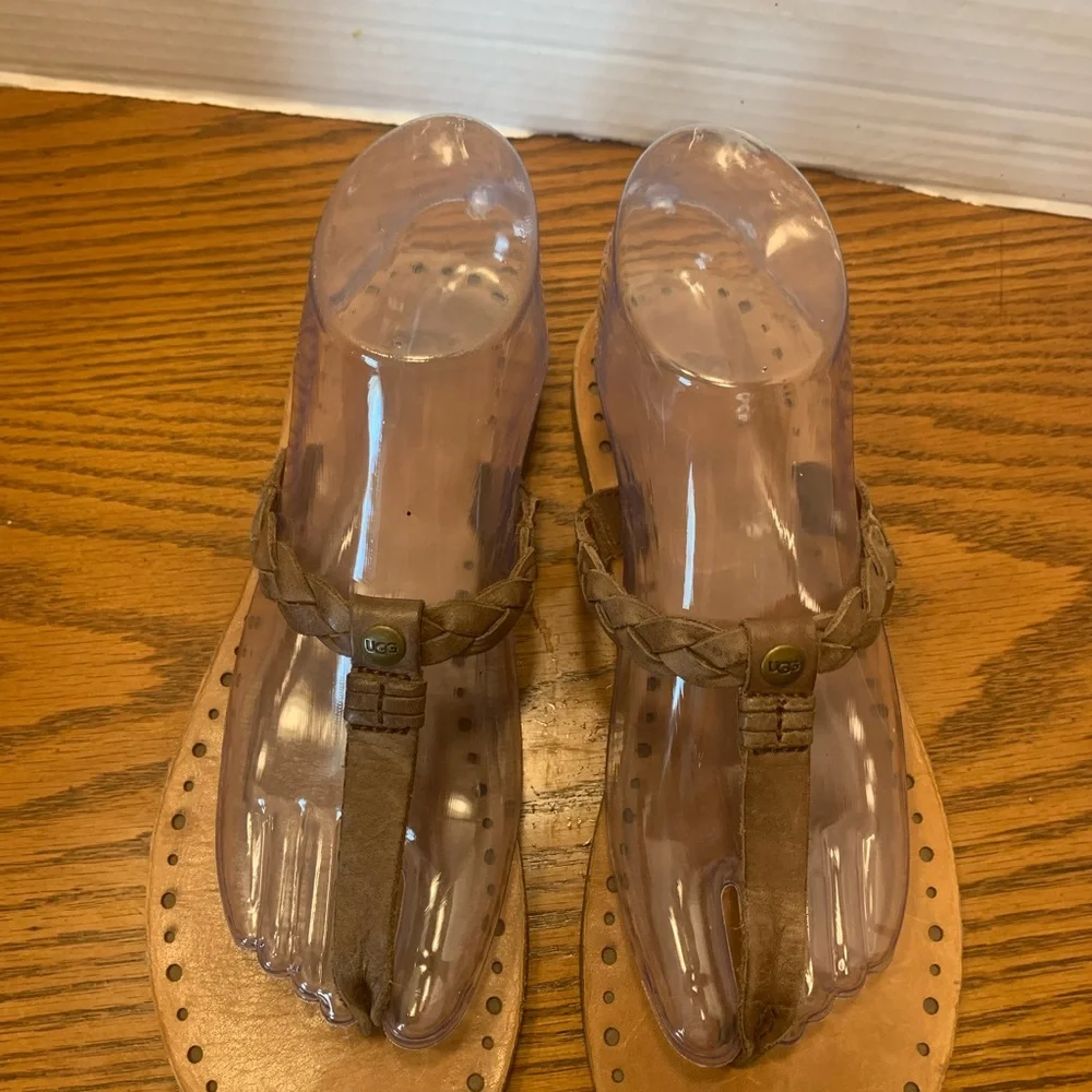 UGG Women's Brown Braided Sandals Size 8 casual hippie, festival Boho flat fun - Picture 2 of 11